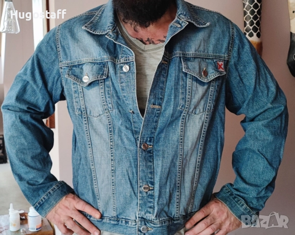 Мъжки оригинални винтидж маркови дънкови якета графити надписи М L Xl, снимка 4 - Якета - 43287814