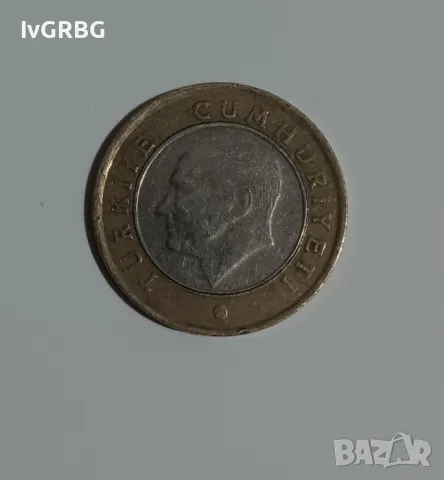 1 лира Турция 2011 Турска монета 1 лира 2011 Турция , снимка 2 - Нумизматика и бонистика - 48762005