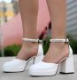 Сандали на ток - бяла кожа - VSN3 - ток 10см, снимка 2