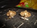 СТАРИННИ ФИЛИГРАННИ БРОНЗОВИ ПОЗЛАТЕНИ БУТОНЕЛИ с ЯСПИС и ГРАНАТ МАЙСТОРСКИ 19855, снимка 9