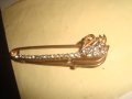 ПОЗЛАТЕНА РЕТРО АРТ НУВО БРОШКА с ЛЕБЕД и ЦИРКОНИ АРТ ИГЛА ФИБУЛА 23462, снимка 4