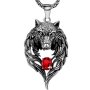 Викингски медальон с вълк и рубин, снимка 1 - Колиета, медальони, синджири - 40762045