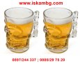 Стъклена халба за бира Череп - код 2227, снимка 1 - Чаши - 26721451