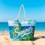 5956 Текстилна плажна чанта с цип Summer, снимка 2