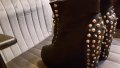 Екстравагантни готик кожени дамски боти на платформа с шипчета, снимка 1 - Дамски боти - 35066074