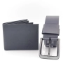 Комплект колан и портмоне за мъж от сива естествена кожа, снимка 1