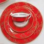     Луксозен комплект чинии за хранене - 18 части червен цвят.