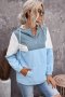 Дамски суичър с 'color block' дизайн в синьо и бяло, снимка 1 - Други - 43660230