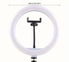 LED ринг лампа 26 см с триножник и държач за телефон, снимка 3