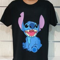 Нова черна детска тениска с дигитален печат Стич (Stitch), снимка 7 - Детски тениски и потници - 38168214