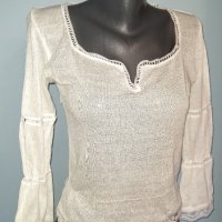 Декорирана блуза "Zara"® / памучна маркова блуза с дантела, снимка 3 - Блузи с дълъг ръкав и пуловери - 28460426