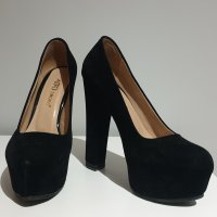 Дамски велурени обувки на ток, снимка 2 - Дамски обувки на ток - 38721429