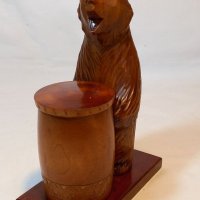 Руска дърворезба мечка с буре мед, снимка 2 - Декорация за дома - 37978025