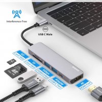 NIMASO USB C хъб, 7-в-1 към 4K HDMI, 2 USB 3.0 порта, SD/TF четец на карти, 60 W PD, съвместим с Mac, снимка 3 - Други - 38025667