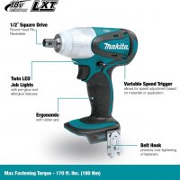 Makita Ударен Акумулаторен Гайковерт 1/2 “ 18V 230Nm DTW251 Тяло, снимка 4 - Други инструменти - 39368624