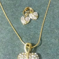 Комплект "Златни кристални сърца 💥", снимка 2 - Бижутерийни комплекти - 32803299