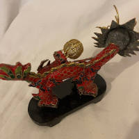 Китайски античен червен метален дракон, снимка 10 - Антикварни и старинни предмети - 44909358