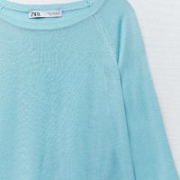 Светлосиня блуза от много фино тъничко плетиво , снимка 2 - Блузи с дълъг ръкав и пуловери - 43812522