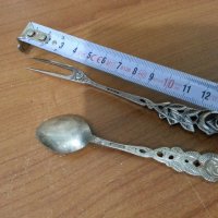 Немски посребрени лъжичка и виличка , снимка 3 - Антикварни и старинни предмети - 38583736