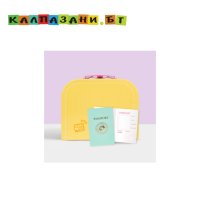 Куфарче с паспорт за плюшени играчки 16 см, жълт 6372, снимка 1 - Плюшени играчки - 42937898