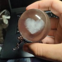 3D Прозрачен орнамент сърце в кристална топка 60 мм + стойка орнамент, снимка 3 - Статуетки - 43684326