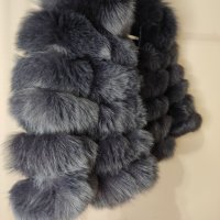 Палто от естествен косъм в тъмно син цвят, снимка 2 - Якета - 38721395