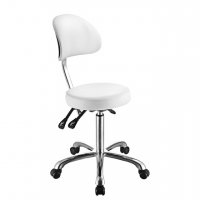 Козметичен/фризьорски стол - табуретка с облегалка Comfort 53/73 см - бяла/сива, снимка 2 - Друго оборудване - 28214448