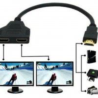 HDMI сплитер кабел HD 1080P 4K видео адаптер 1 вход 2 изходен порт Hub за X-box PS3/4/5 DVD HDTV PC , снимка 18 - Приемници и антени - 35214433