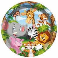 весели зоо диви джунгла сафари животни 8 бр големи парти чинии чинийки, снимка 1 - Чинии - 34642529