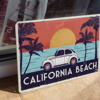 Метална табела кола Volkswagen Калифорния плаж изгрев залез, снимка 2 - Декорация за дома - 44874948