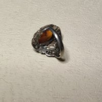 Стар сребърен пръстен с кехлибар (194), снимка 7 - Пръстени - 43122257