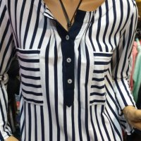 Нова дамска моряшка риза тип туника на тъмносиньо и бяло райе, снимка 9 - Ризи - 28296062