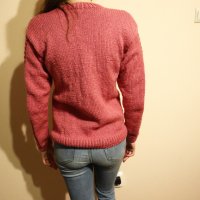 Ръчно плетена дамска блуза с аранови елементи, снимка 7 - Блузи с дълъг ръкав и пуловери - 34835198