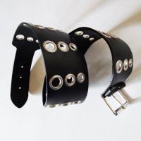 НОВ! Biker Leather Belt Made in Italy Дамски Колан Естествена Кожа Размер М (85см) , снимка 1 - Колани - 26882823