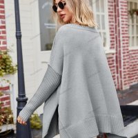 Дамски моден с голям размер секси пуловер с V-образно деколте, 2цвята - 023 , снимка 10 - Блузи с дълъг ръкав и пуловери - 43204764