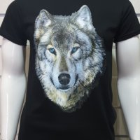 Нова мъжка тениска с трансферен печат Вълк със сини очи, Серия вълци, снимка 7 - Тениски - 27554751