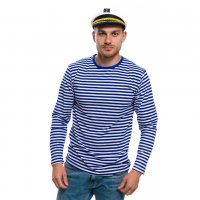 Нов мъжки моряшки комплект: моряшка блуза с дълъг ръкав и капитанска шапка, снимка 9 - Блузи - 32771009