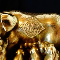Бронзова статуетка Прасе с прасенца,злато,фън шуй 1.5 кг. , снимка 6 - Статуетки - 26225153