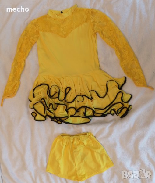 жълта рокля със черен кант за танци или повод, снимка 1