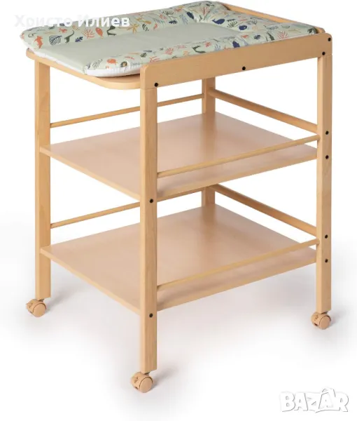 Дървена Маса за повиване с колела Повивалник Помощна маса Нова, снимка 1