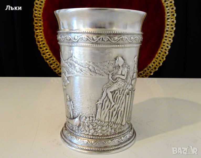 Халба,чаша от калай с картина за Лорелай и Лодкаря. , снимка 1