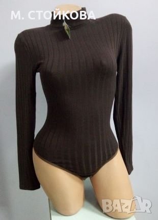 ПОСЛЕДЕН БРОЙ! кафяво боди с прашка S - българско производство, снимка 1