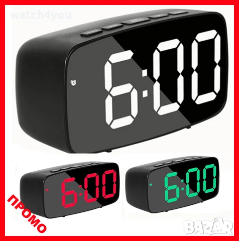 НОВ ПОСТОЯННО СВЕТЕЩ LED ЧАСОВНИK С ГОЛЕМИ СВЕТЕЩИ ЦИФРИ НА ТОК. СВЕТЕЩИ ЧАСОВНИЦИ. БУДИЛНИК АЛАРМА, снимка 1