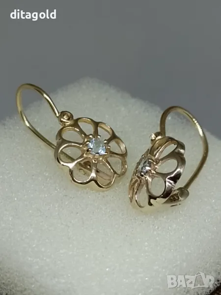 Нови 14К златни обеци с естествени топази, снимка 1
