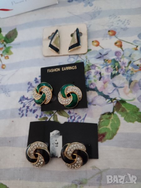 3 чифта обици вносни с емайл , снимка 1