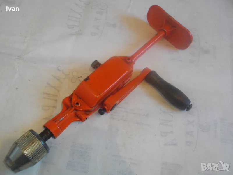 330мм ф8мм СОЦ ПОЛСКИ ПНР РЕТРО ВИНТИДЖ МАТКАП РЪЧНА ДРЕЛКА БОРМАШИНА С ОПОРНО РАМО ОТЛИЧНА , снимка 1