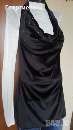 Черен дамски топ  - кадифе 💎 S/М, M💎  арт.295 , снимка 1