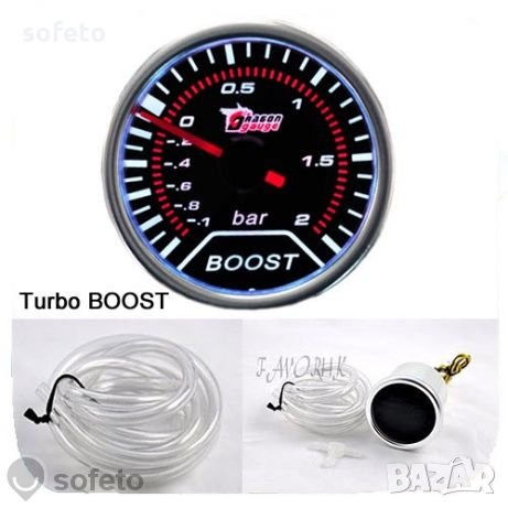 Бустметър буустметър boost 2 бара boost meter буст метър турбо уред , снимка 1