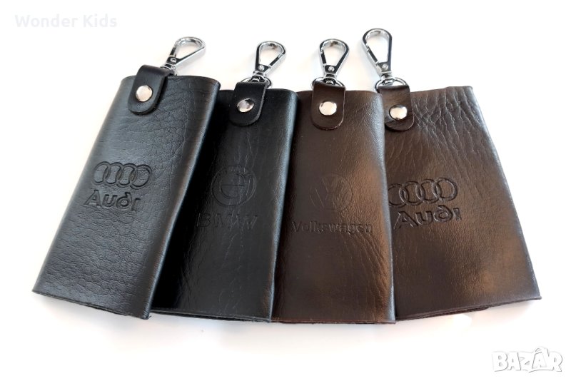 Стилни Елегентни Кожени Калъфи за Автомобилни Ключове / черни и кафяви / За Audi Bmw Volkswagen VW, снимка 1