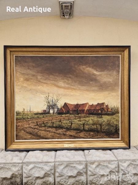 Уникална огромна антикварна майсторска авторска картина масло върху платно , снимка 1